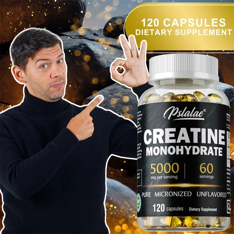 Monohidrato de creatina: aumenta la fuerza muscular, promueve el crecimiento muscular, mejora el rendimiento atlético, vegetariano, sin gluten