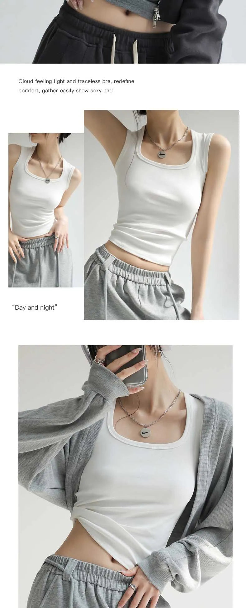 Camiseta sin mangas acanalada con cuello en U para mujer, camisola elástica básica térmica sin mangas, ropa térmica de verano para mujer