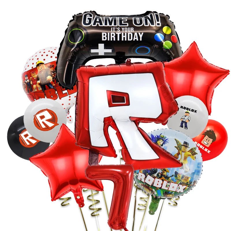 Roblox-Juego de decoración para fiesta de cumpleaños, vajilla de juego, bolsa de regalo, mantel, globo, adorno para pastel, telón de fondo, suministros para fiesta Baby Showe Roblox