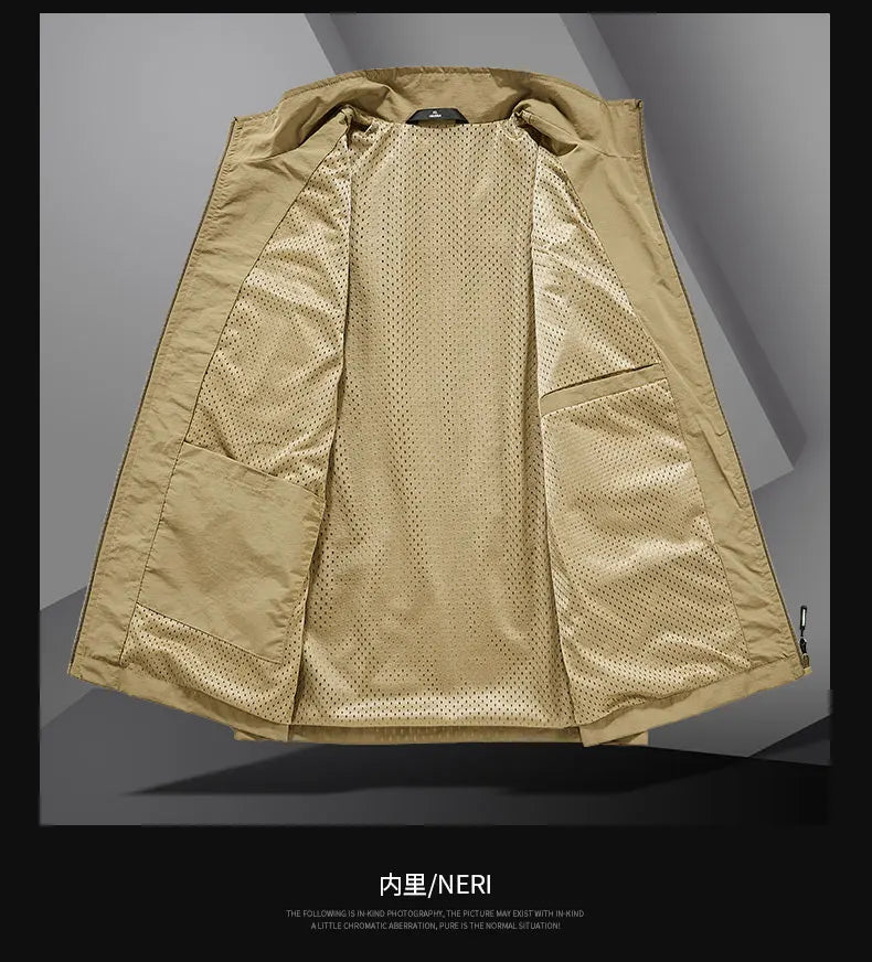 Chaqueta de caza para acampar, chaleco de trabajo para hombre, cortavientos táctico, talla grande, Golf, sin mangas, pesca, abrigo impermeable, chaleco de verano