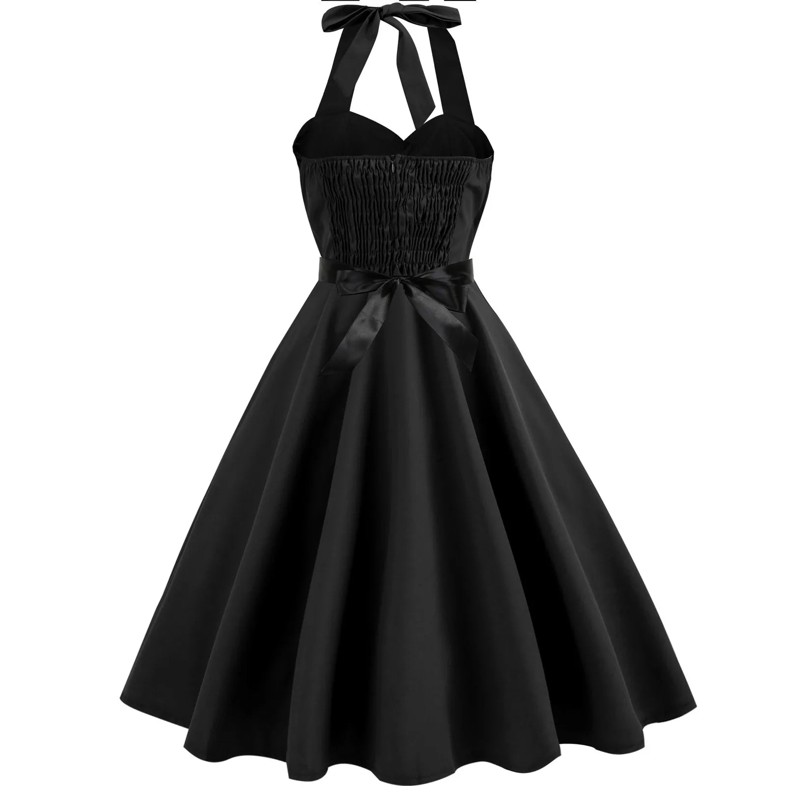 Vestido de fiesta Vintage para mujer, vestido Sexy de Color sólido con cuello Halter, túnica con Pin Up, Rockabilly Y2k, Verano