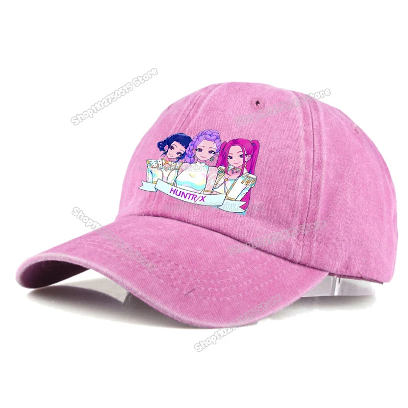 Gorras de Béisbol Retro Lavadas KPop Demon Hunters para Mujer y Niña, Gorras Snapback, Sombreros para el Sol, Gorra con Visera para Viajes al Aire Libre, Gorra Hip Hop Dad Hat