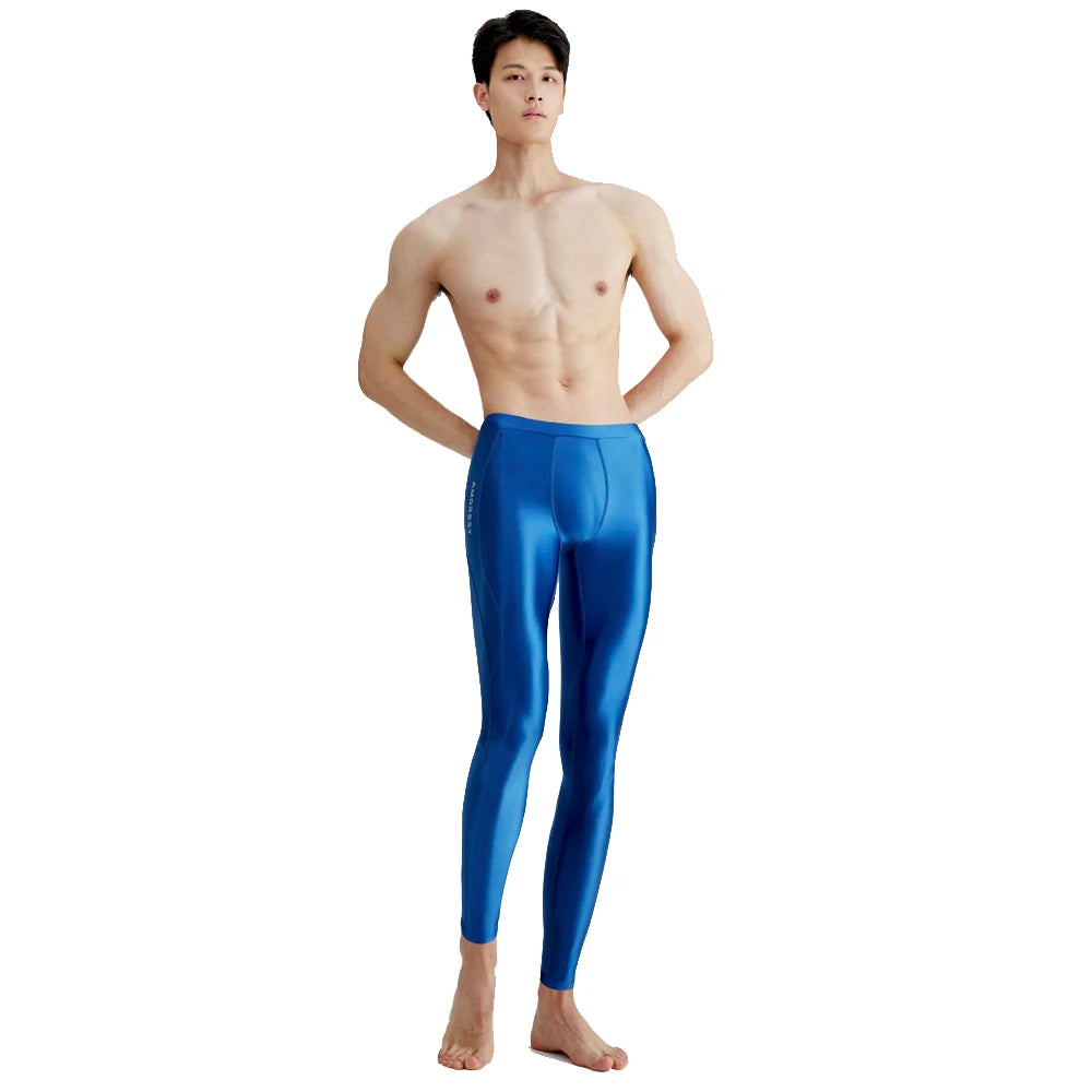 AMORESY-mallas deportivas de satén para hombre, pantalones elásticos de cintura alta, transpirables, de secado rápido, para correr y Yoga