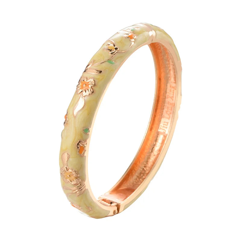 Pulsera esmaltada para mujer, brazaletes cloisonné en la mano, pulseras florales de mano para mujer, joyería africana, regalos para el día de la madre de la India de Dubai