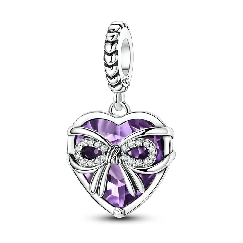 Abalorio de Plata de Ley 925 con Forma de Corazón y Cielo Estrellado, Abalorio Familiar de Madre, Hija e Hermana, Compatible con Pulseras, Colgante, Joyería DIY para Mujer, Regalo
