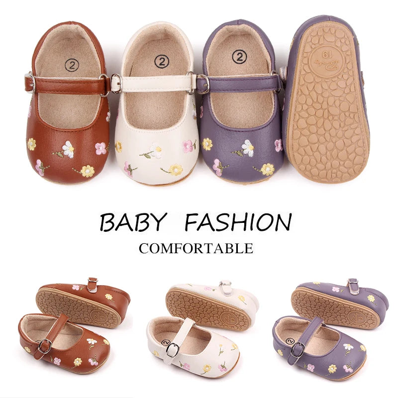 Sandalia de verano para bebé Estilo Mary Jane Linda flor bordada