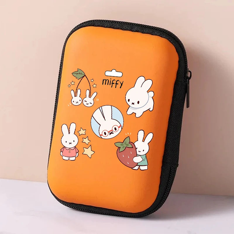 Caja de Almacenamiento para Cables de Carga con Diseño de Conejito Miffy, Organizador de Cables de Datos y Auriculares de Viaje, Estuche para Monedas y Llaves para Mujer