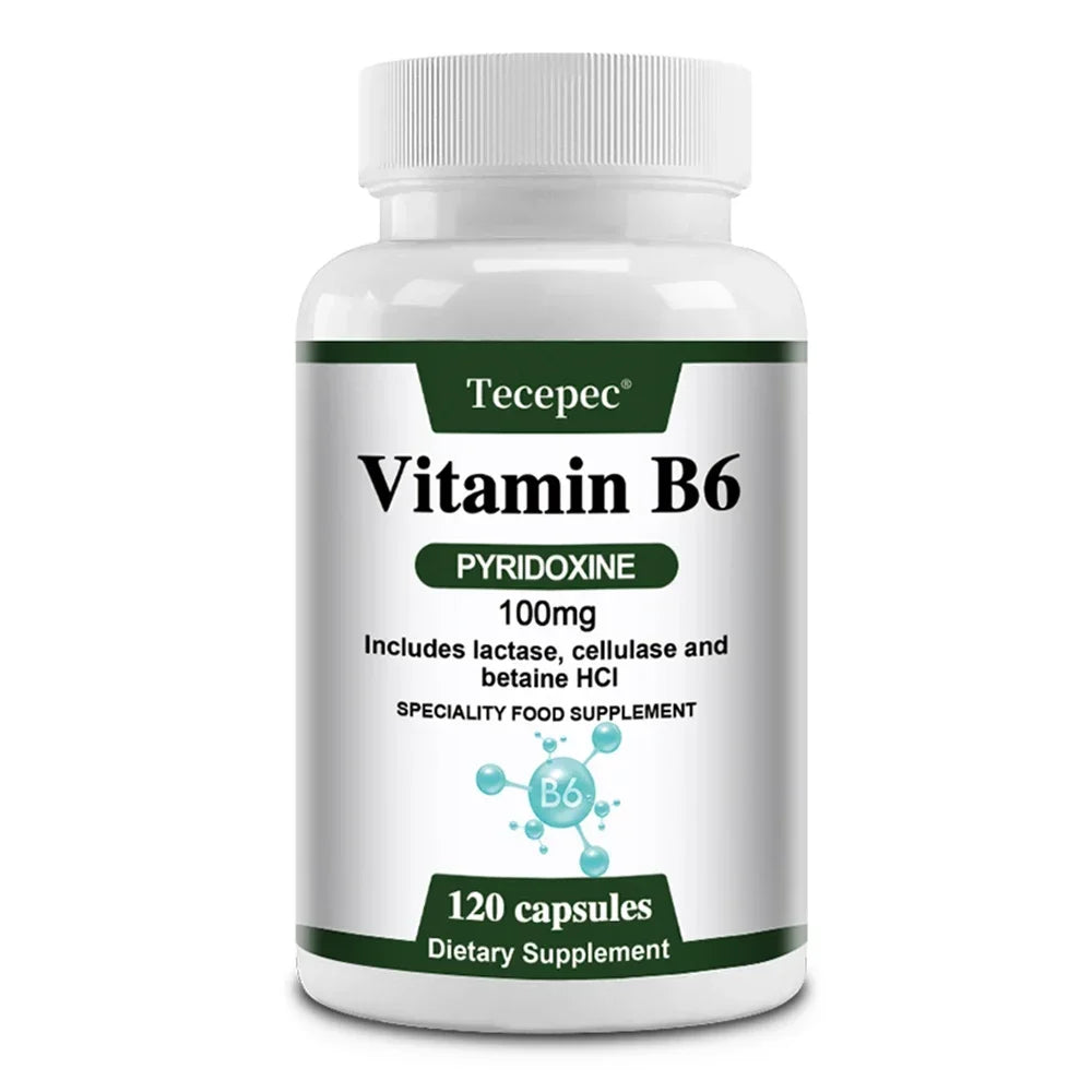 Suplementos de vitamina B6: apoya el sistema inmunológico, el sistema nervioso, el metabolismo energético, el estado de ánimo saludable