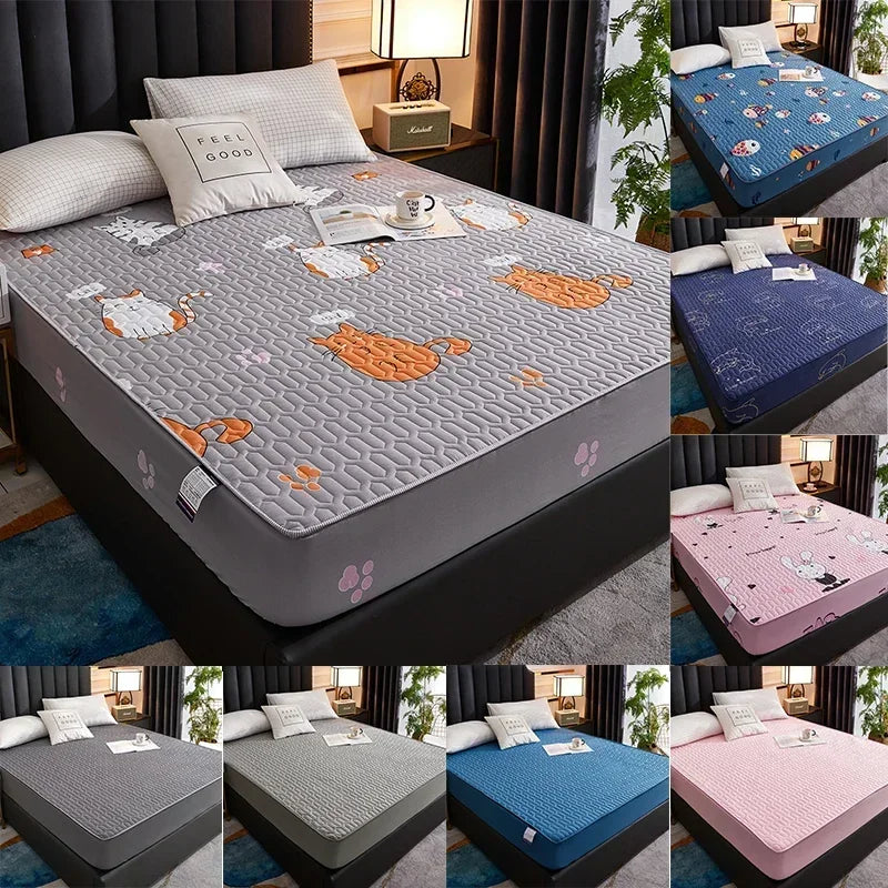 Funda de colchón impermeable, Sábana ajustable de dibujos animados para el hogar, dormitorio, Protector de almohadilla para cama, familias con niños de mascotas (sin funda de almohada)