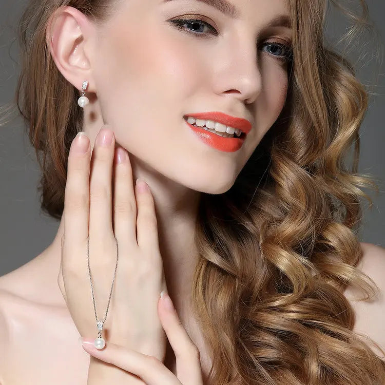 Pendientes colgantes para mujer, joyería fina con perlas, joyería de plata de ley 925, regalo para el día de la madre SCE006