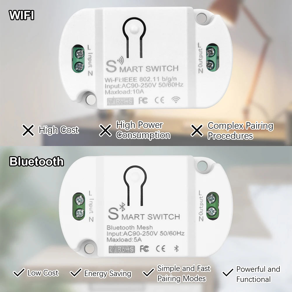 Módulo de interruptor Bluetooth/BLE, relé para lámpara de luz, encendido/apagado, Control remoto inalámbrico de 2,4G, temporizador de vida inteligente Tuya, automatización del hogar DIY
