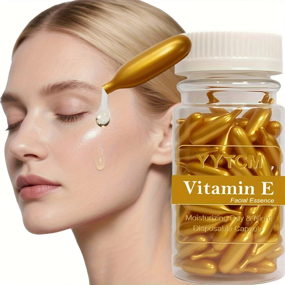 Cápsulas de Suero de Vitamina E, Cápsulas de Esencia de Un Solo Uso, Hidratantes y Humectantes para la Piel Facial, 90 Cápsulas/Botella - 1 Botella