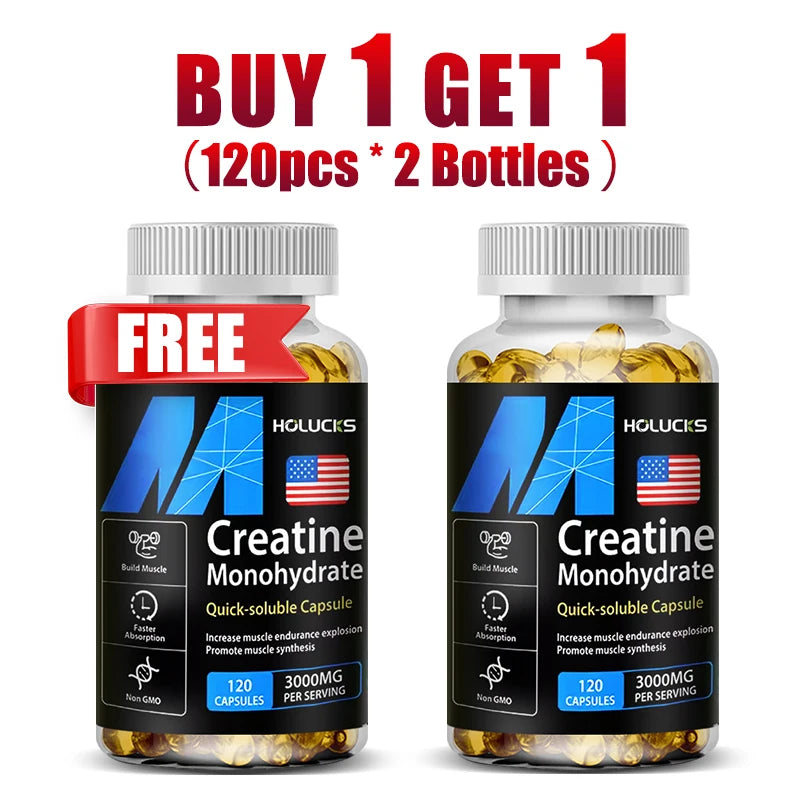 ¡Compre 2 y obtenga 2 gratis! Monohidrato de creatina Cápsulas de 3000 mg, apoya los músculos magros y el rendimiento, la pérdida de grasa y la aptitud total, vegano