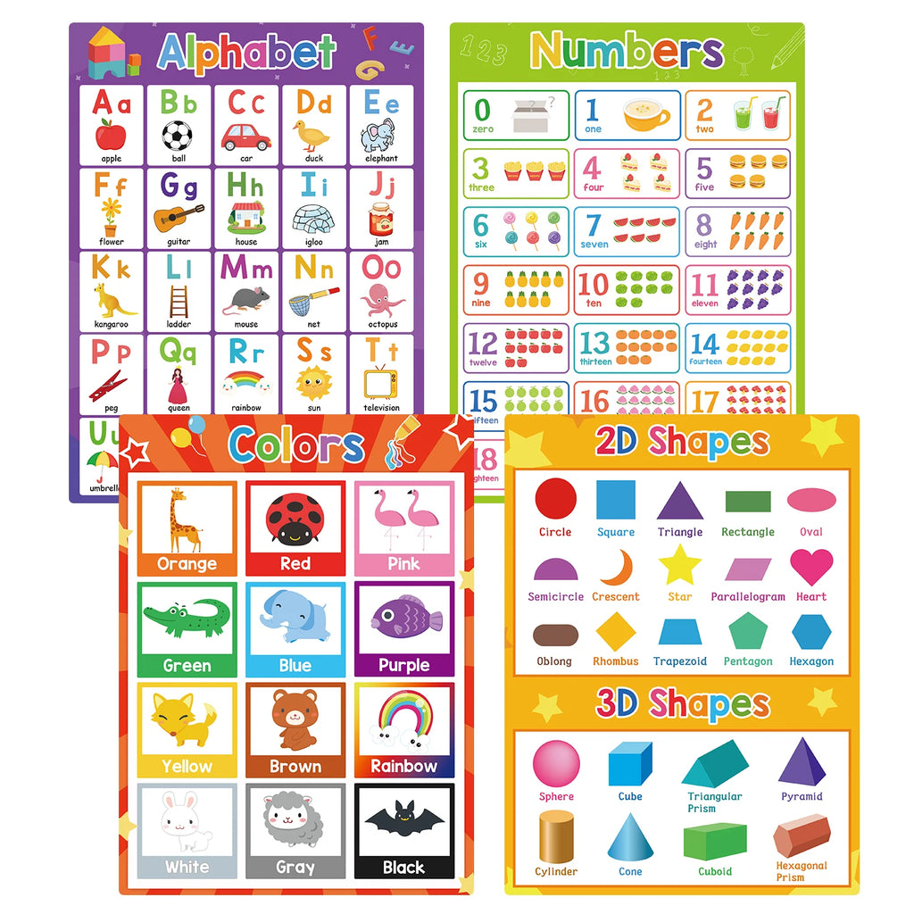 Pósteres educativos para niños en edad preescolar, gráficos de aprendizaje de palabras en inglés, material didáctico, decoración del aula, tarjeta grande Montessori