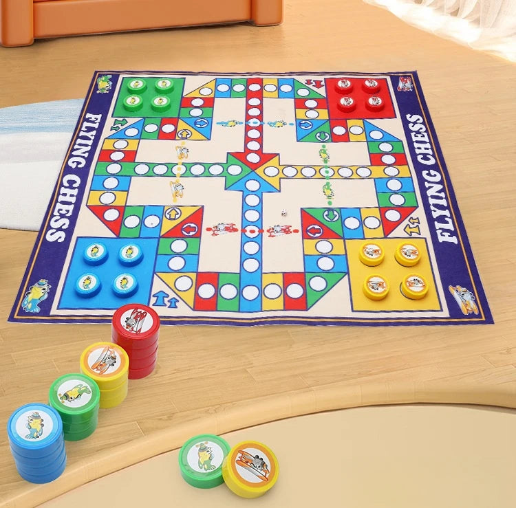 Mesa de juego de mesa magnética 9 en 1, alfombra grande, ajedrez volador/damas/ajedrez/serpiente/Backgammon/cuádruple/Tic-Tac-Toe, Fiesta en casa