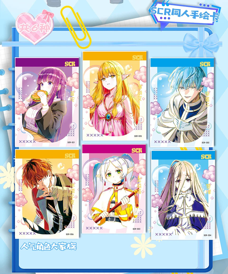 Frieren: Tarjeta de colección de Anime Beyond Journey's End, hermosa y exquisita tarjetas de personajes de raíz de billete láser, juguetes de mesa familiares