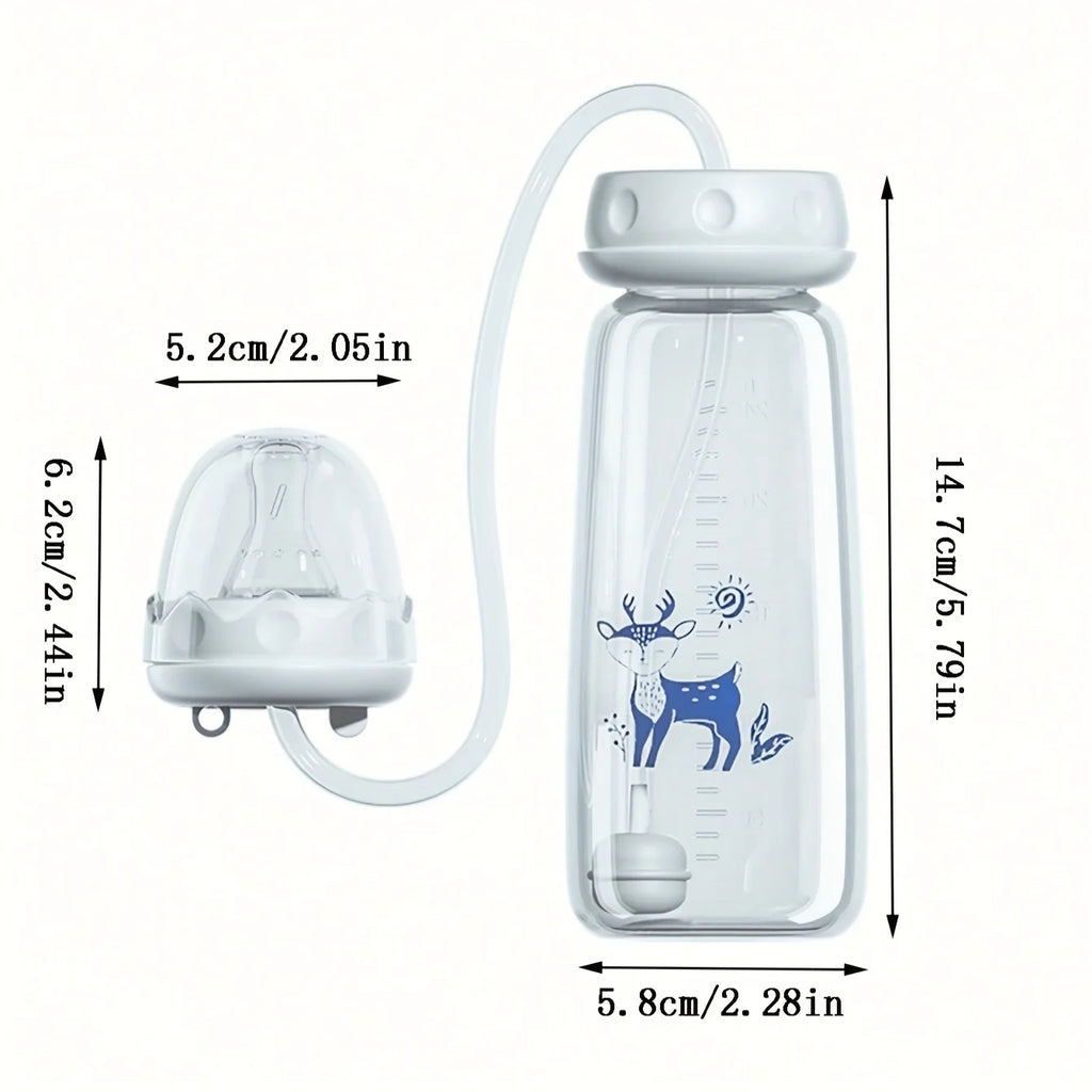 Biberón de cuello Normal de 8oz/240ml con cepillo de paja, juego de biberones de PP manos libres, hace que la alimentación fácil