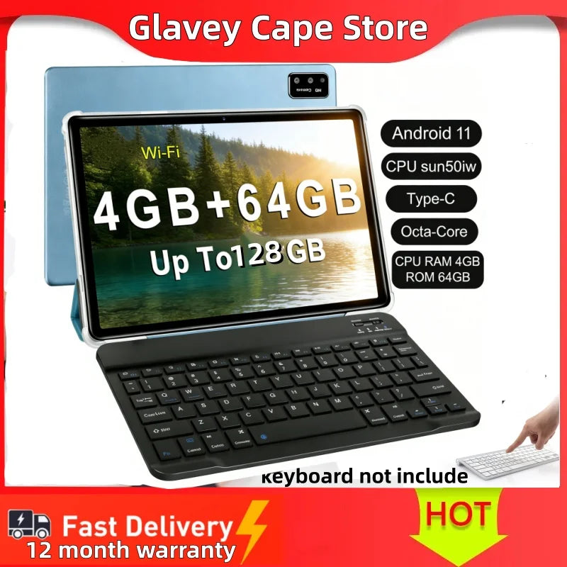 Tablet PC Android 11 de 10.1 Pulgadas, CPU con 4GB de RAM y 64GB de ROM, Procesador S22 Sun50iw, Cortex-A53, Cámara Dual, Tipo-C, Octa-Core