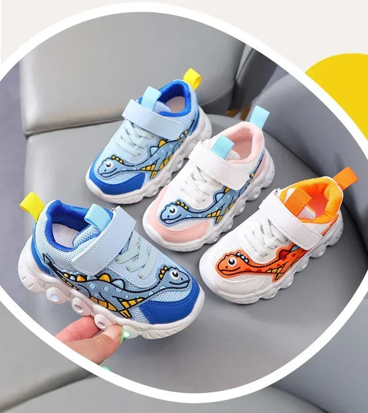 Zapatillas LED informales con bonitos dibujos para niños, zapatos para niñas, zapatos de iluminación transpirables de malla, zapato iluminado para bebés