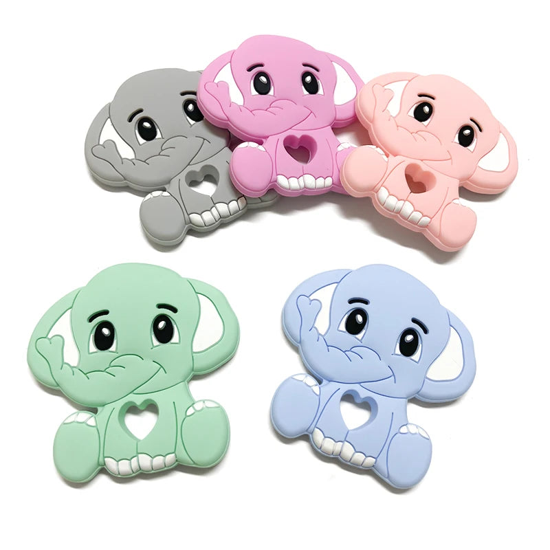 1pca-mordedor de silicona con forma de elefante para bebé, cuentas para roedores, juguetes para la dentición, productos masticables con forma de Animal para bebé, regalo de lactancia
