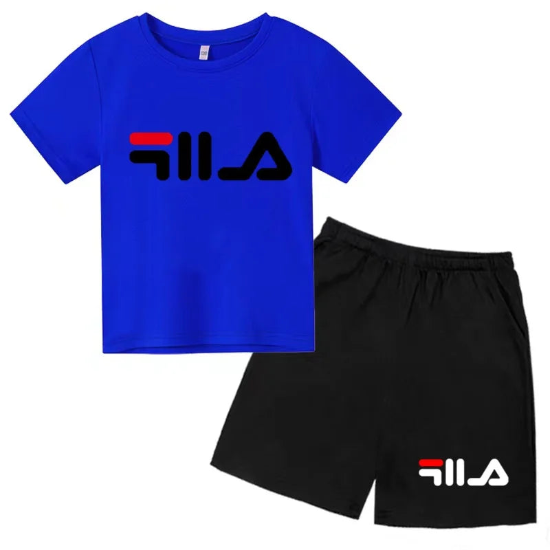Ropa con letras para niños, camiseta de manga corta y pantalones cortos, ropa de verano fresca y encantadora, conjunto deportivo informal para niños y niñas de 3 a 12 años