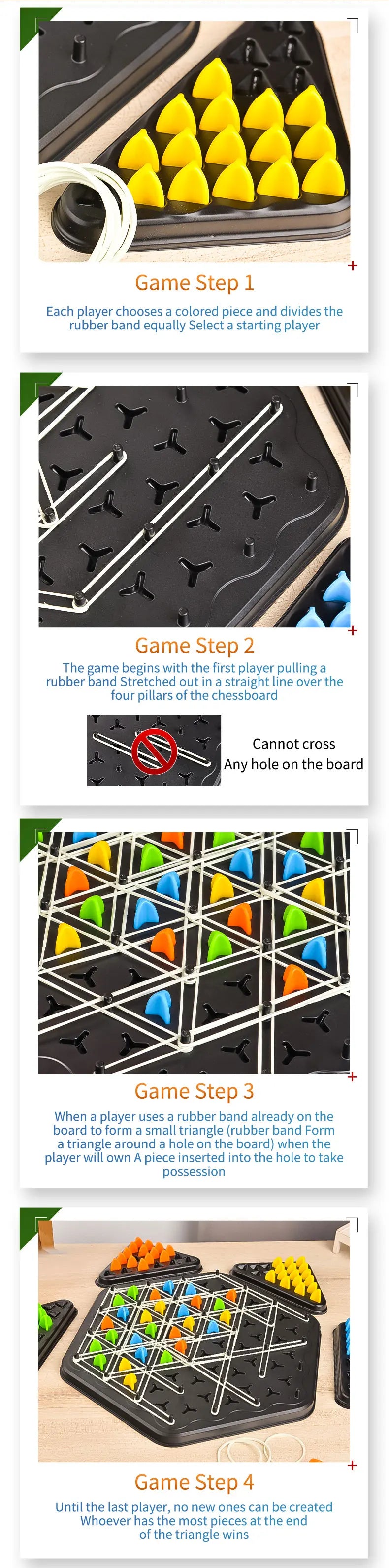 Juego de mesa triangular - Juego de banda de goma triangular para todas las edades Juego de viaje divertido familiar interactivo para padres e hijos