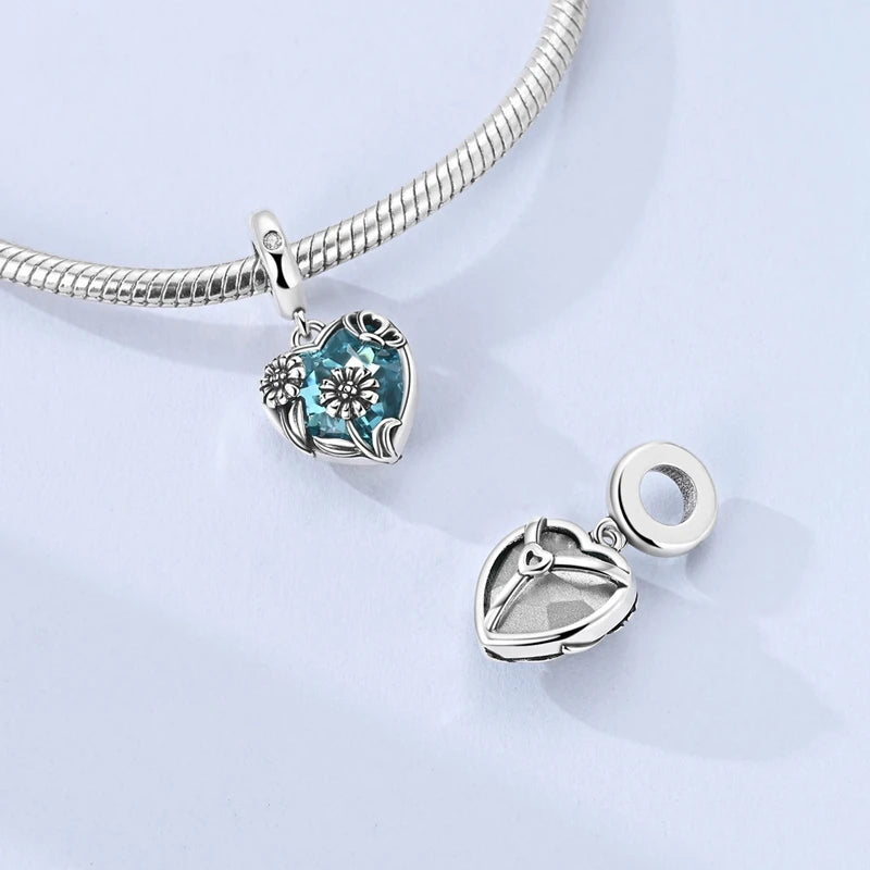 Abalorio de Plata de Ley 925 con Forma de Corazón y Cielo Estrellado, Abalorio Familiar de Madre, Hija e Hermana, Compatible con Pulseras, Colgante, Joyería DIY para Mujer, Regalo