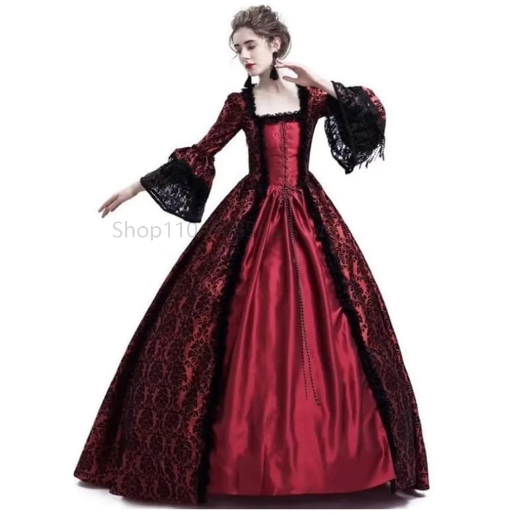 Vestidos victorianos para mujer Vestido de mascarada de corte vintage Vestido de noche oscilante de fiesta de lolita gótica medieval