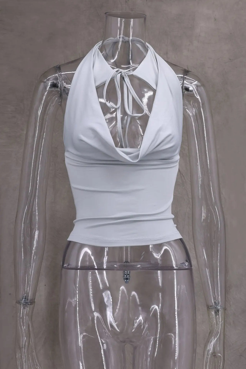 Camisetas sexis con cordones lisos para mujer, camisetas sin mangas con espalda descubierta y cuello Halter elegante, Top corto elástico Y2K para chica joven