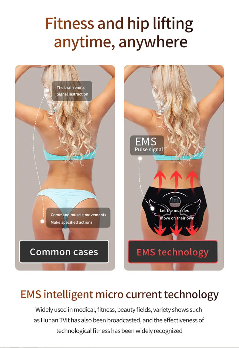 Estimulador muscular eléctrico de glúteos EMS, entrenador de caderas, recargable por USB, levantamiento de glúteos, tóner muscular, perder peso, quema de grasa, Fitness