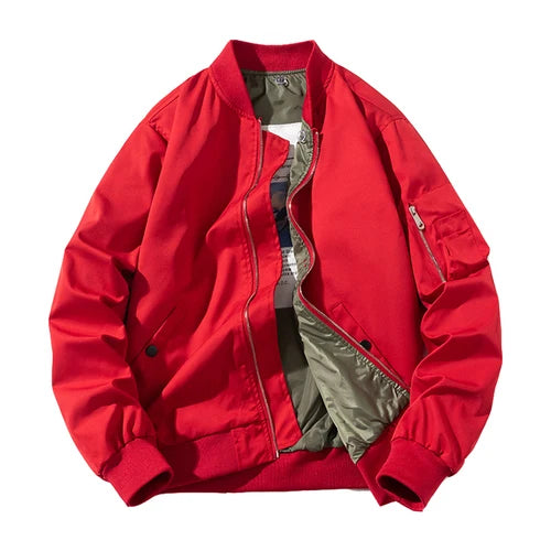 Chaqueta Bomber para hombre y mujer, chaqueta de piloto lisa de otoño e invierno, abrigo de béisbol con capucha Vintage a la moda, cortavientos informal, rojo, rosa, Borgoña