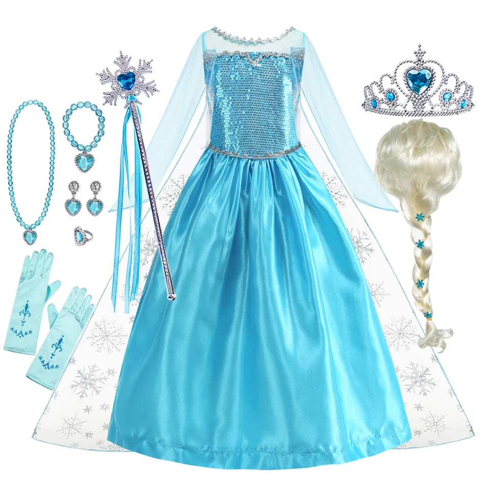 Vestido de Elsa Frozen 2026 para Niña, Disfraz de Princesa para Halloween, Fiesta de Disfraces, Disfraz de Reina de las Nieves para Niños, Vestido Infantil