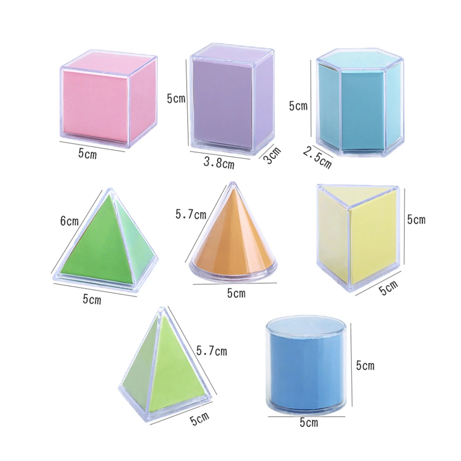 8 sólidos geométricos transparentes, modelo de demostración de perspectiva, versión de libro de texto, herramienta de aprendizaje de matemáticas, juguete educativo Montessori