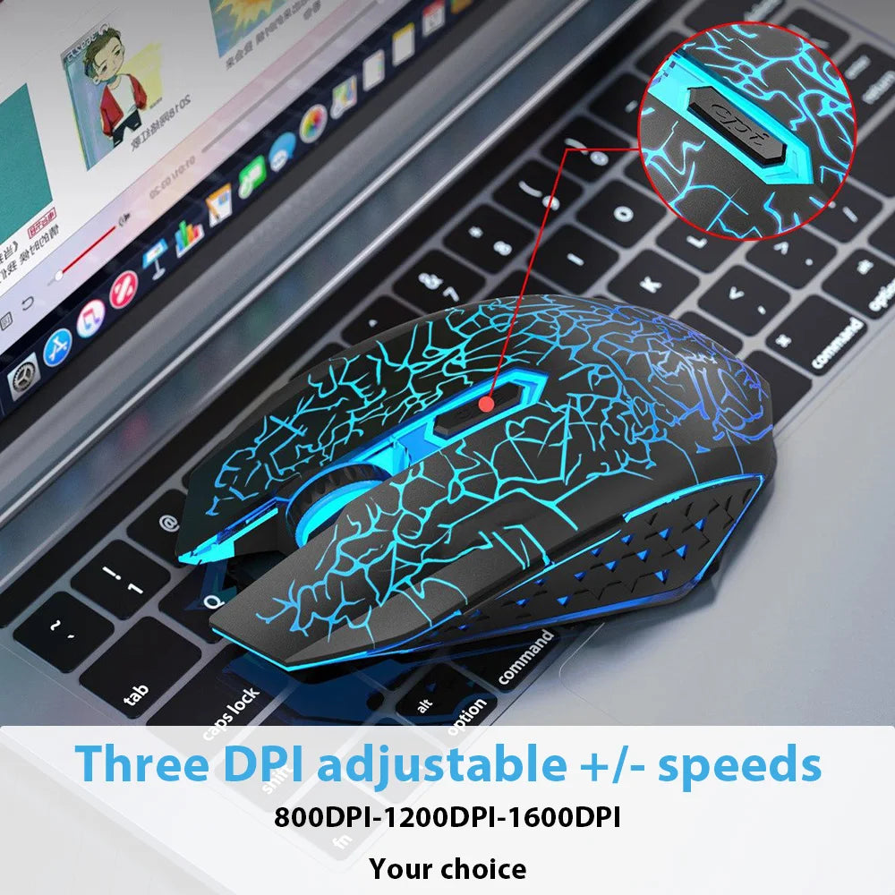 Ratón inalámbrico ergonómico para juegos, Mouse mecánico recargable de 1600 dpi, silencioso, RGB, 2,4G, para PC, portátil y Gamer