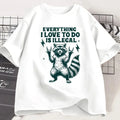 Camiseta divertida con patrón de mapache, camiseta de humor, pantalón corto informal para mujer, camiseta de manga Harajuku, ropa para mujer, camisetas gráficas Y2K
