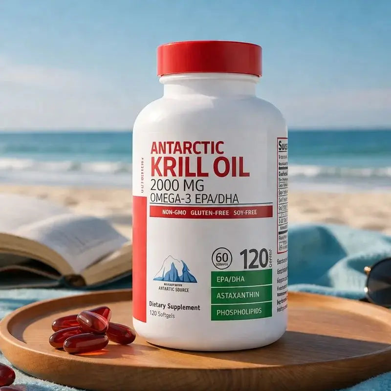 Aceite de Krill Antártico 2000mg con Omega-3 EPA DHA Astaxantina y Fosfolípidos, Suplemento Dietético Antioxidante Natural, 120 Cápsulas Blandas