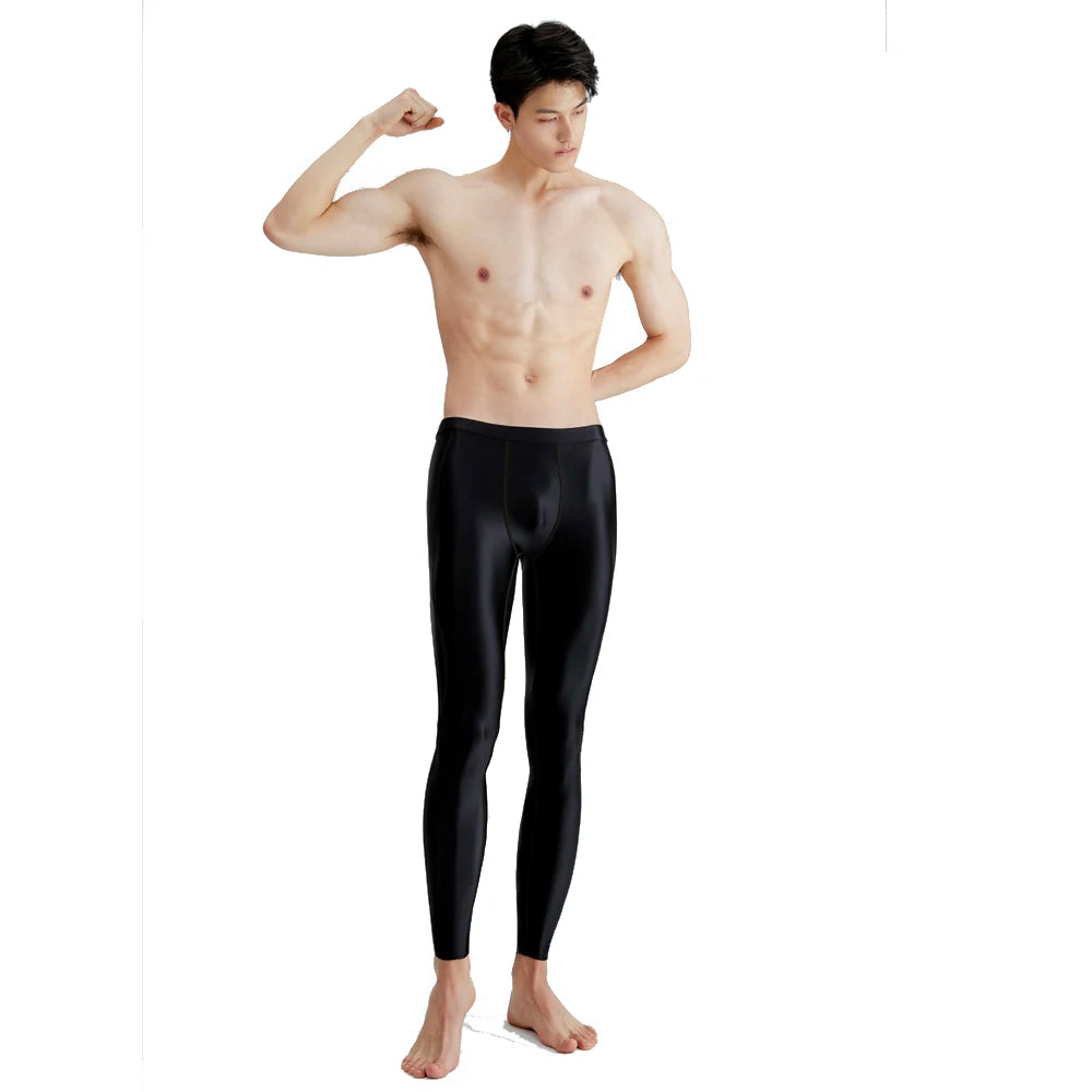 AMORESY-mallas deportivas de satén para hombre, pantalones elásticos de cintura alta, transpirables, de secado rápido, para correr y Yoga