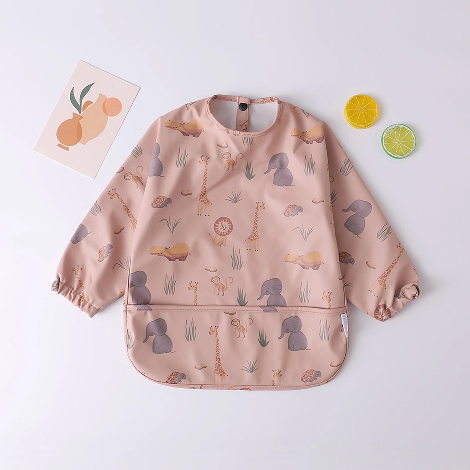 Bufanda de manga larga para bebés y niños pequeños, bata artística impermeable, babero para alimentar, delantal con bolsillo, Baberos Bandana de tela para eructar para niños y niñas
