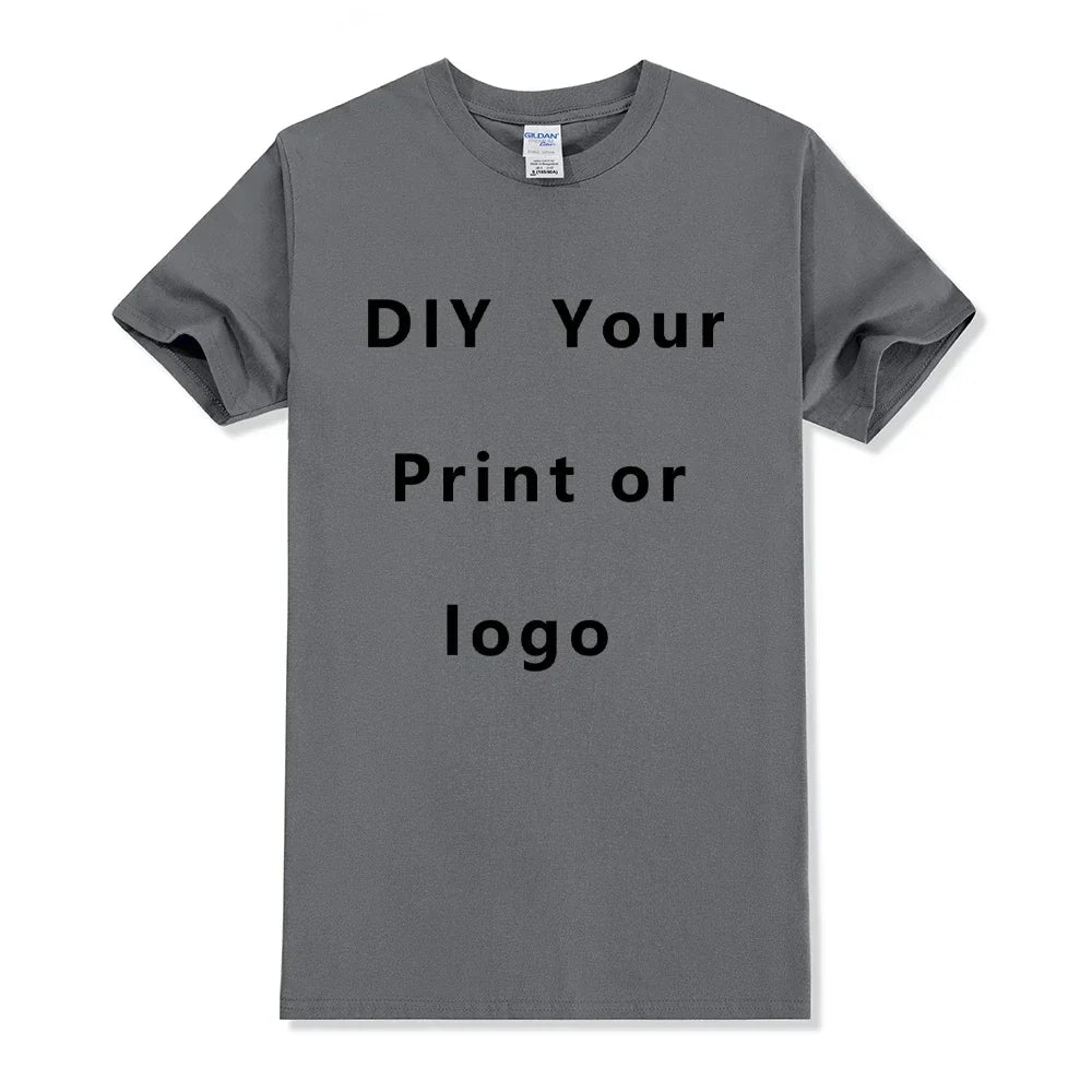 Camisa de manga corta de Color sólido con cuello redondo de algodón puro 100%, libre para agregar su propio diseño, camiseta informal suave, camiseta personalizada