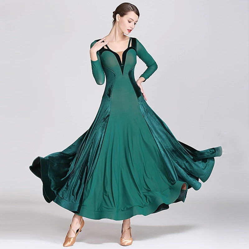 Nuevo vestido de baile moderno de terciopelo personalizado 1884 traje de baile de salón Vestito Latino Americano Donna trajes de Drag Queen