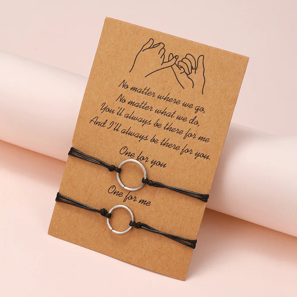 Pulsera de pareja para mujer, cadena de cuerda trenzada hecha a mano, corazón de madre e hija, pulseras con dijes, regalo de joyería de hermana de la amistad de la suerte