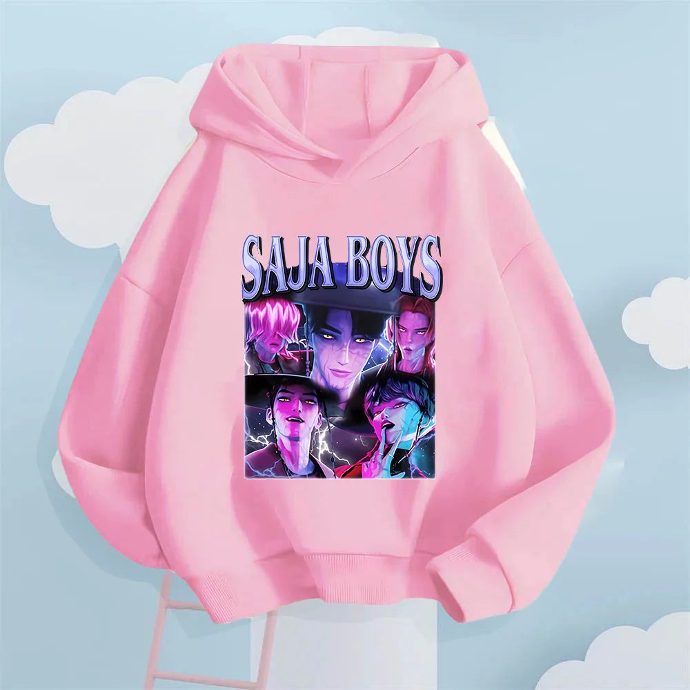 Sudadera con capucha Kpop para hombre y mujer. Esta sudadera con capucha para niños con el estampado Saja es una prenda cómoda y cálida.