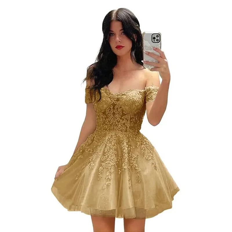 Vestido de Fiesta Corto para Mujer, Elegante, 2025, Encaje Negro, Ajustado, Vestido de Noche, Talla Grande, Quinceañera