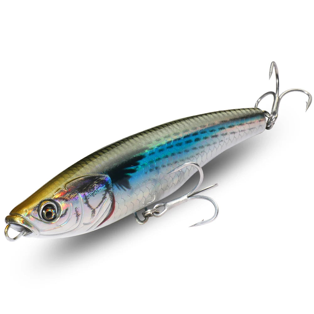 Señuelo tipo lápiz que se hunde, 53g, 10,5 cm, anzuelo Popper para agua salada, Swimbait, Pesca de fundición larga, Wobbler, Pesca en el mar, Crankbait Gear, cebo de silicona