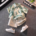 Camisa de manga corta para niños, camisa de flores para playa y playa de verano, conjunto de pantalones cortos para niños