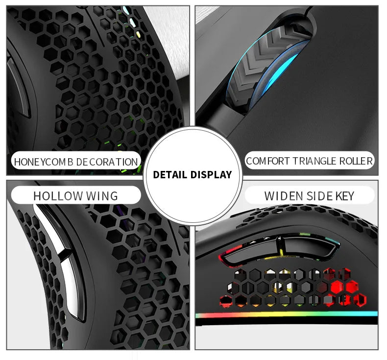 Ratón inalámbrico BM600 para juegos, periférico con luz RGB, recargable por USB, 2,4G, bonito