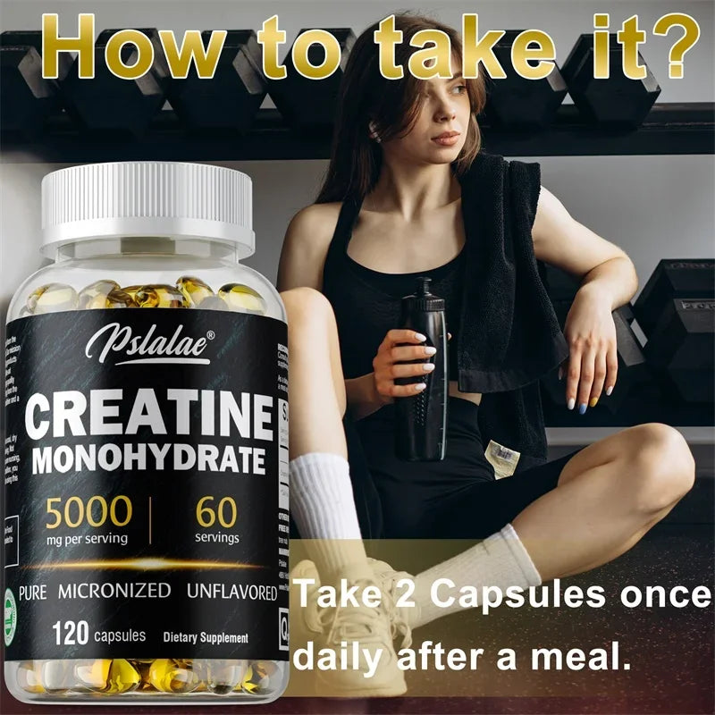 Monohidrato de creatina: aumenta la fuerza muscular, promueve el crecimiento muscular, mejora el rendimiento atlético, vegetariano, sin gluten