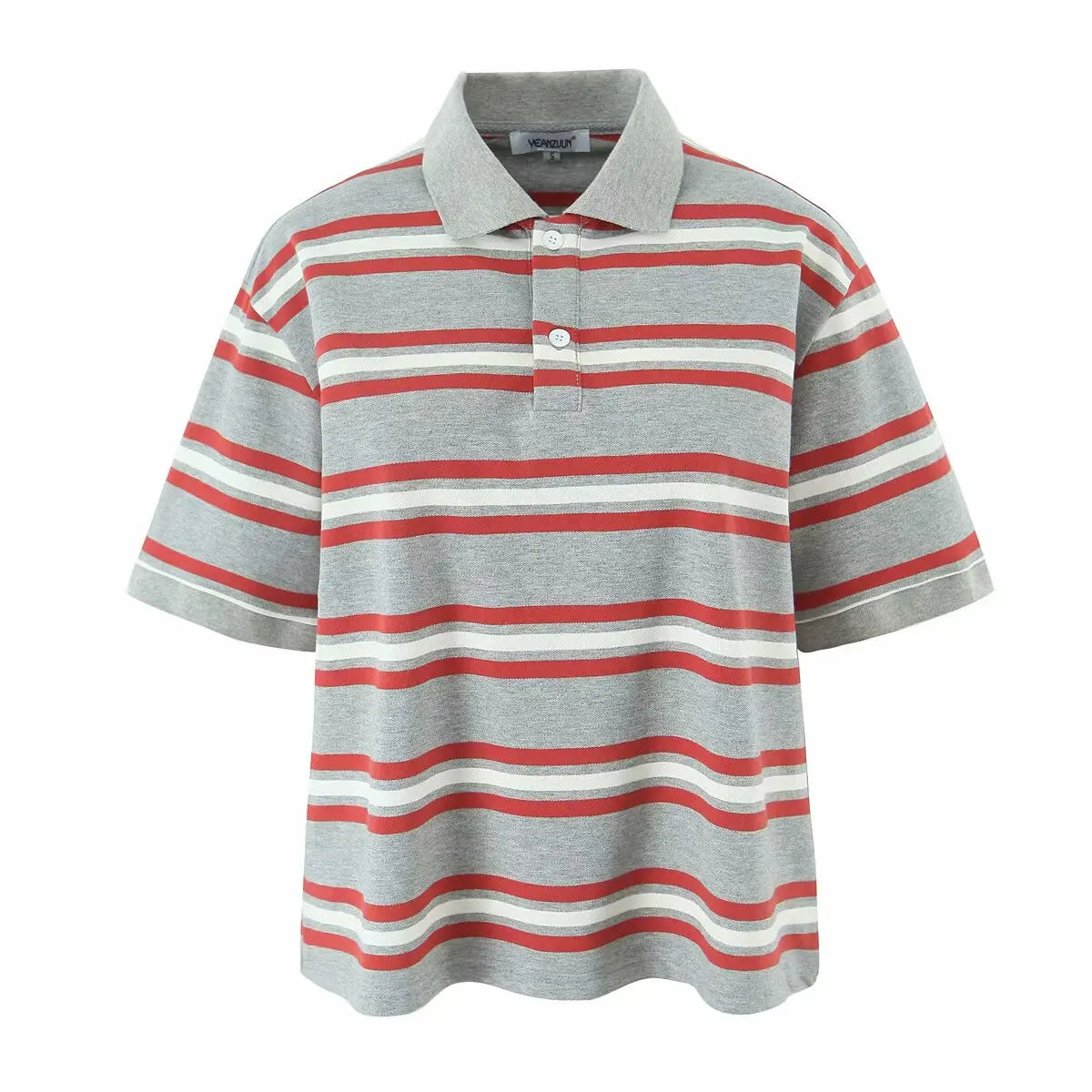 Polos de verano para Mujer, pantalones cortos de manga corta a rayas marrones, ropa Vintage, Polos para Mujer, ropa de calle, Tops cortos informales