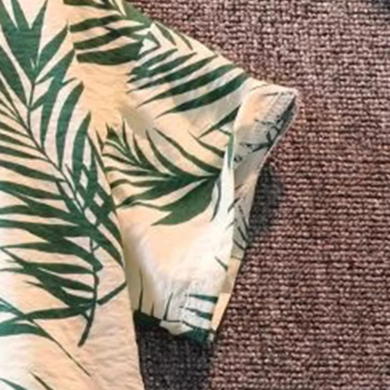 Camisa de manga corta para niños, camisa de flores para playa y playa de verano, conjunto de pantalones cortos para niños