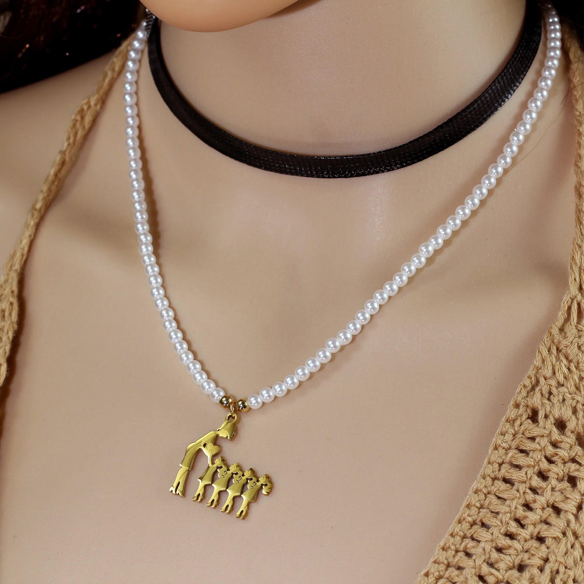 Collar con colgante de perlas para mamá y niño, accesorios decorativos creativos y elegantes, amor, hijo e hija, regalo de cumpleaños para el día de la madre y vacaciones
